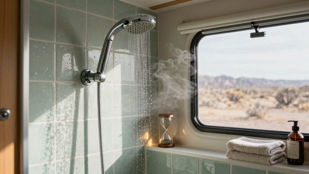 low flow shower saves gallons