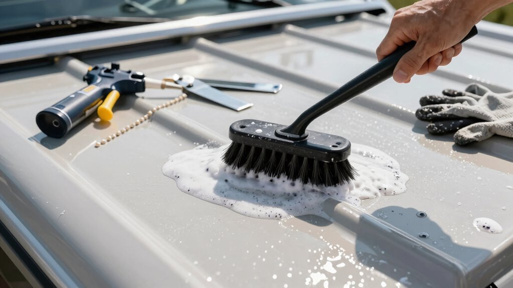scrub roof in sections