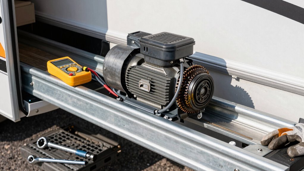 slide out motor runs stalls